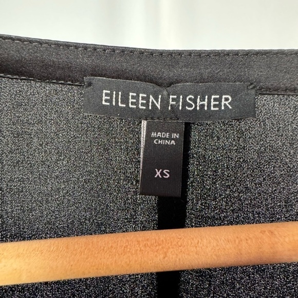 Eileen Fisher Long Sleeve Silk Bateau Neck Tunic Dress in Black Size Extra Small - Picture 10 of 12